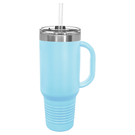 40oz Light Blue Travel Mug with Straw - Whoa, Jody Boy!