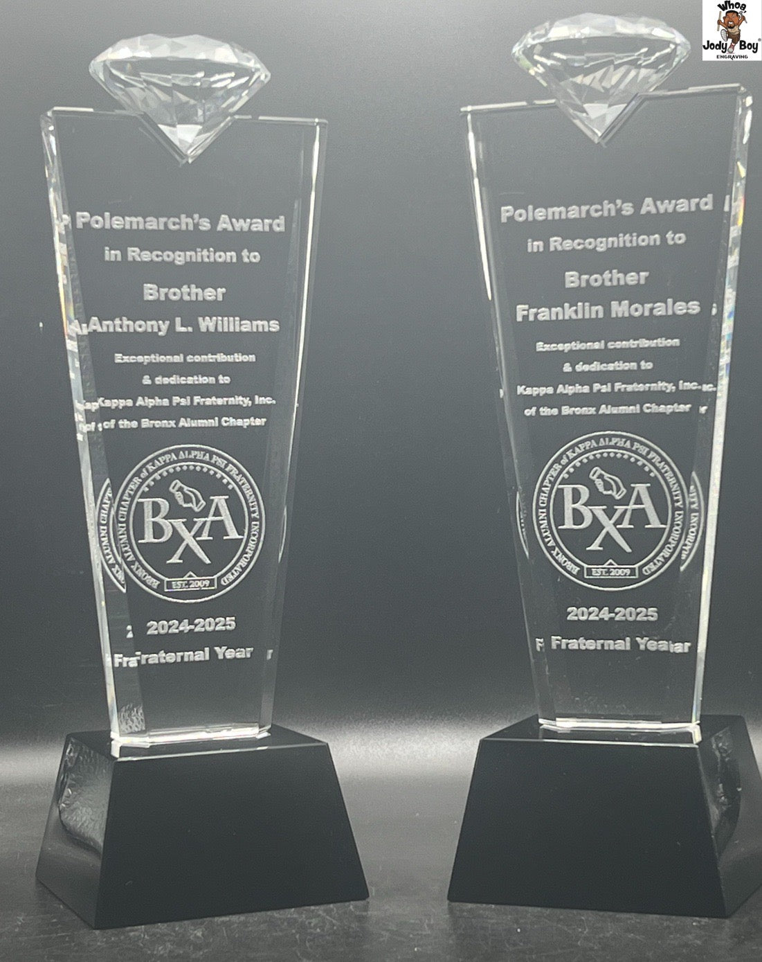 11" Crystal Diamond Top Award on Black Pedestal Base