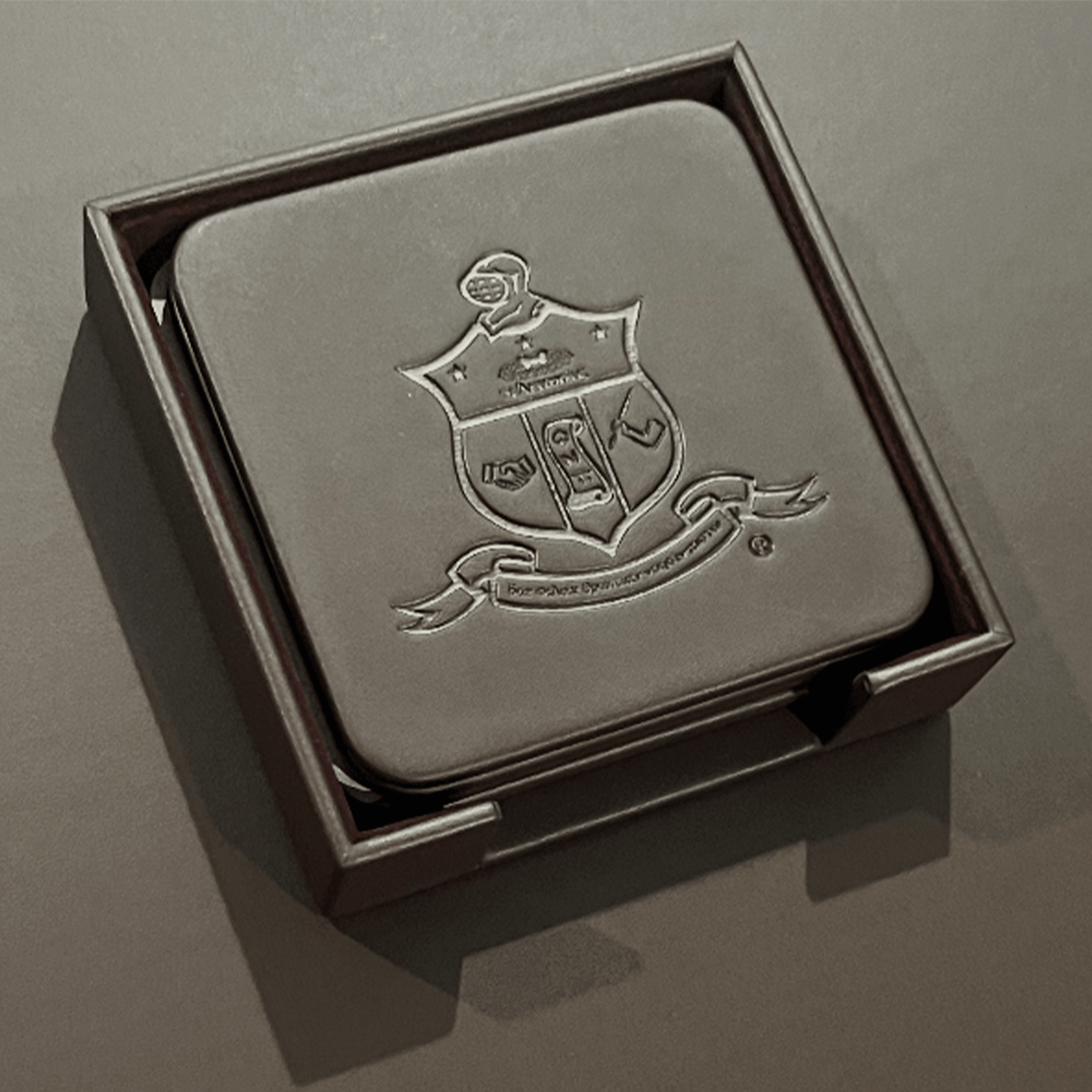 Chocolate Brown Leatherette 10 piece Coaster Set