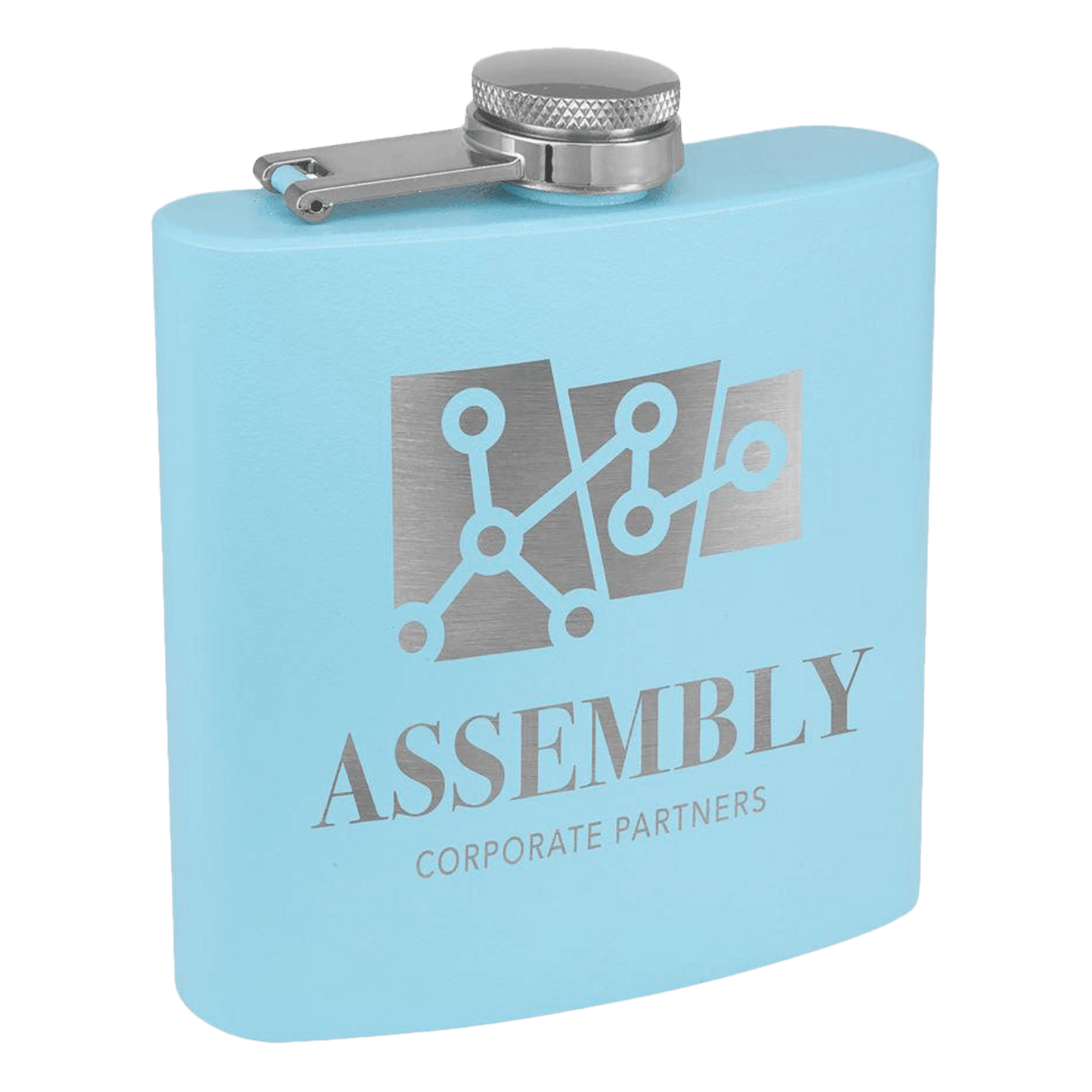 6oz Light Blue Powder-Coated Steel Flask - Whoa, Jody Boy!