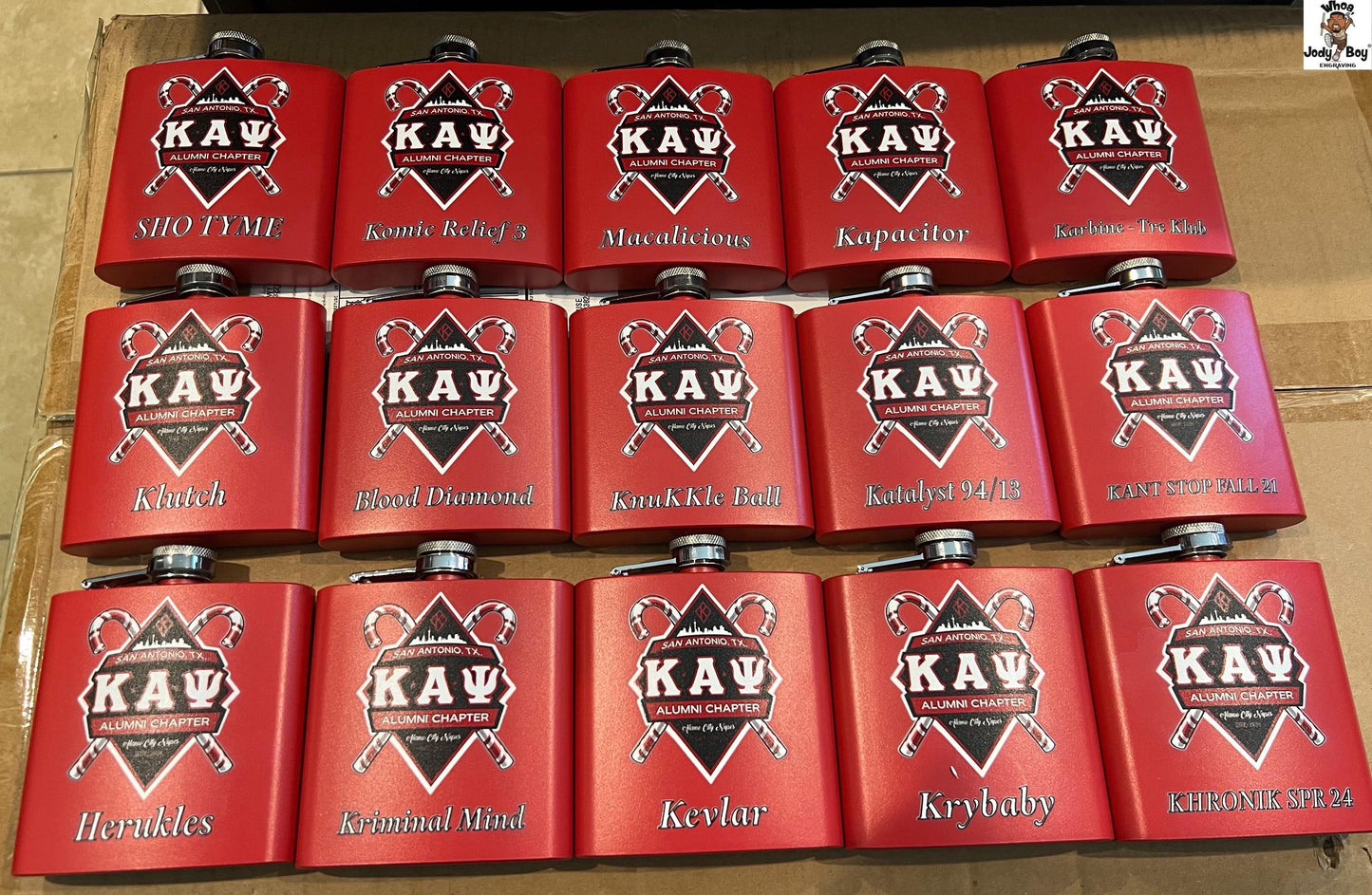 Gamma Sigma | Kappa Alpha Psi 6oz. Flask - Whoa, Jody Boy!