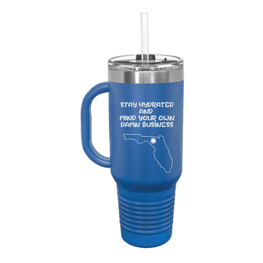 My Politics 40oz Royal Blue Travel Mug with Straw - Whoa, Jody Boy!
