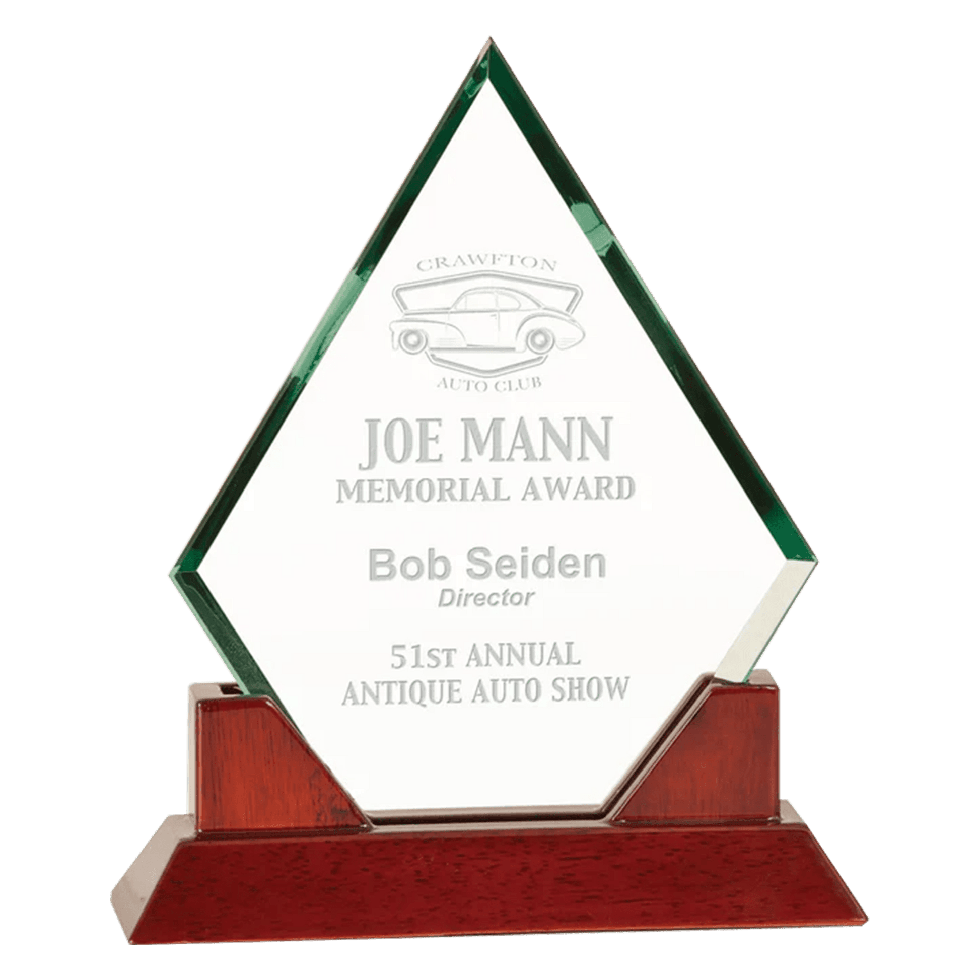 Acrylic Diamond Award - Rosewood Piano Base 9 1/2" - Whoa, Jody Boy!