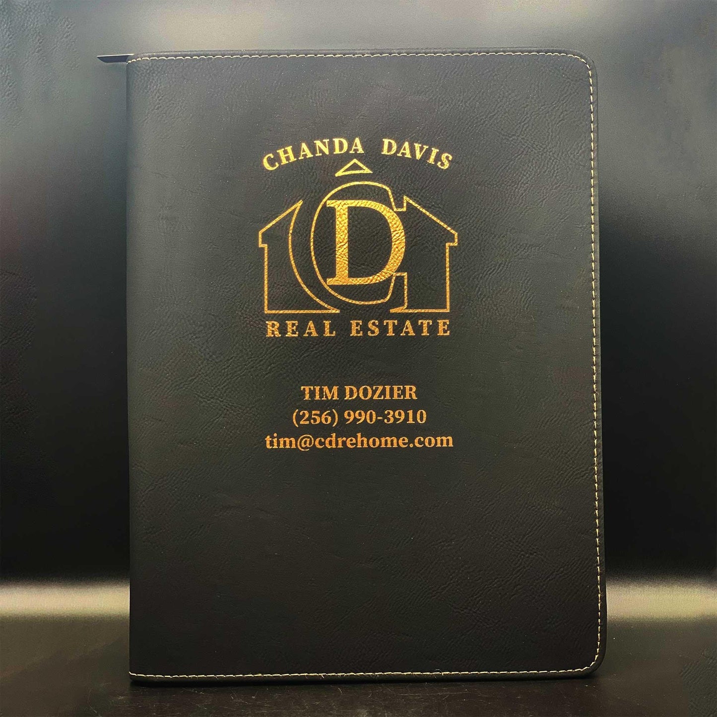 Laserable Leatherette Portfolio with Zipper Notepad Included