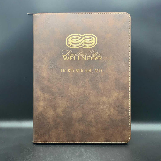 Laserable Leatherette Portfolio with Zipper Notepad Included