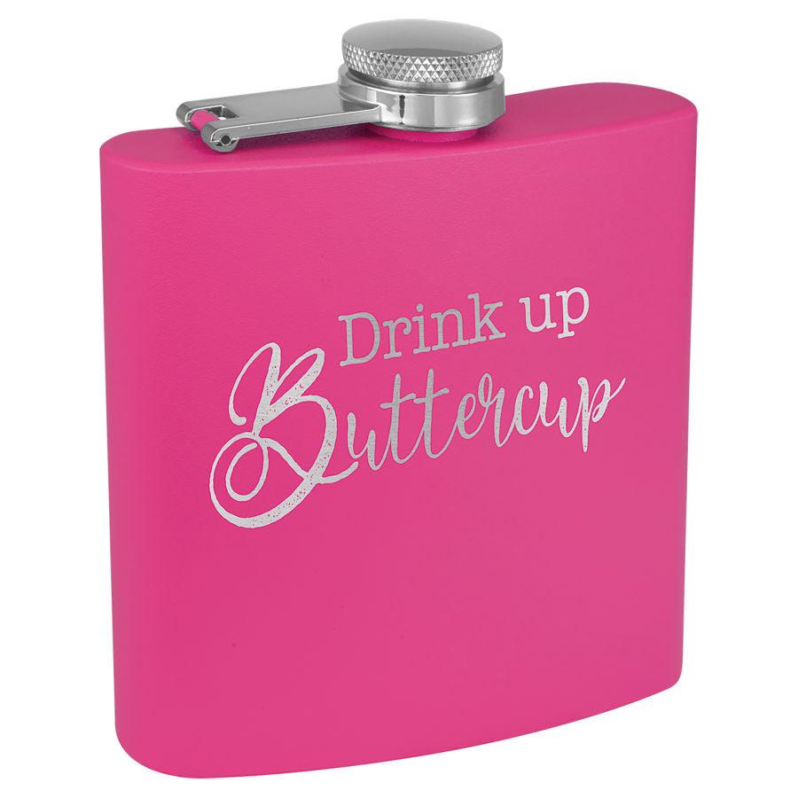 6 oz. Powder Coated Stainless Steel Flask (Custom Laser Etch or UV Print) - Whoa, Jody Boy!