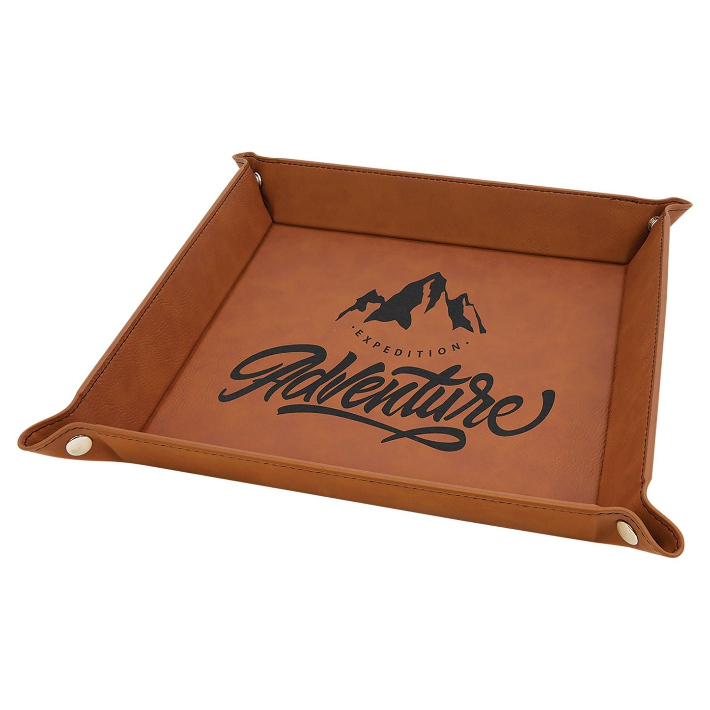 9" x 9" Laserable Leatherette Snap Up Tray with Snaps - Whoa, Jody Boy!