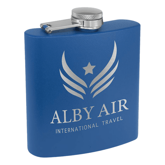 6oz Blue Powder-Coated Steel Flask - Whoa, Jody Boy!