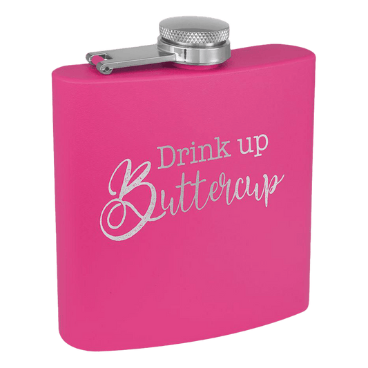 6oz Light Purple Powder-Coated Steel Flask - Whoa, Jody Boy!