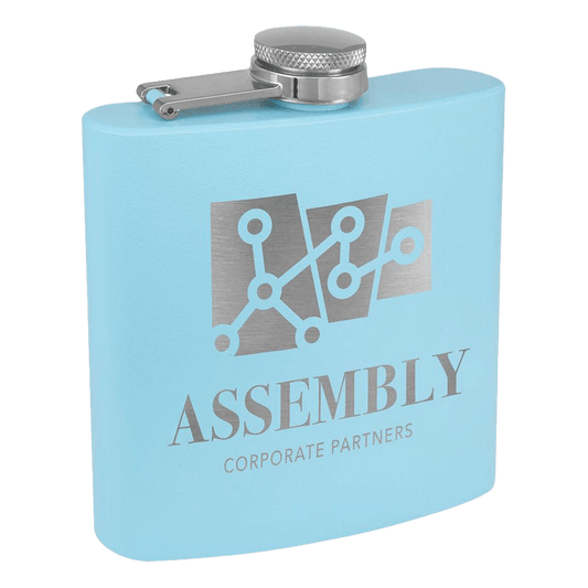 6oz Light Blue Powder-Coated Steel Flask - Whoa, Jody Boy!