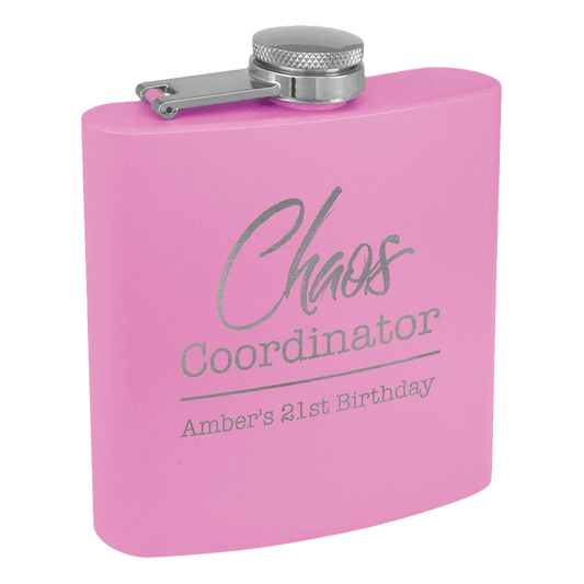 6oz Pink Powder-Coated Steel Flask - Whoa, Jody Boy!