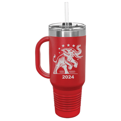 My Politics 40oz Red Travel Mug with Straw