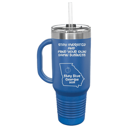 My Politics 40oz Royal Blue Travel Mug with Straw