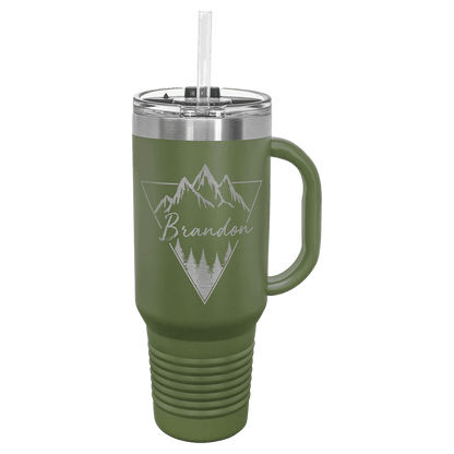 40oz Olive Green Travel Mug with Straw - Whoa, Jody Boy!