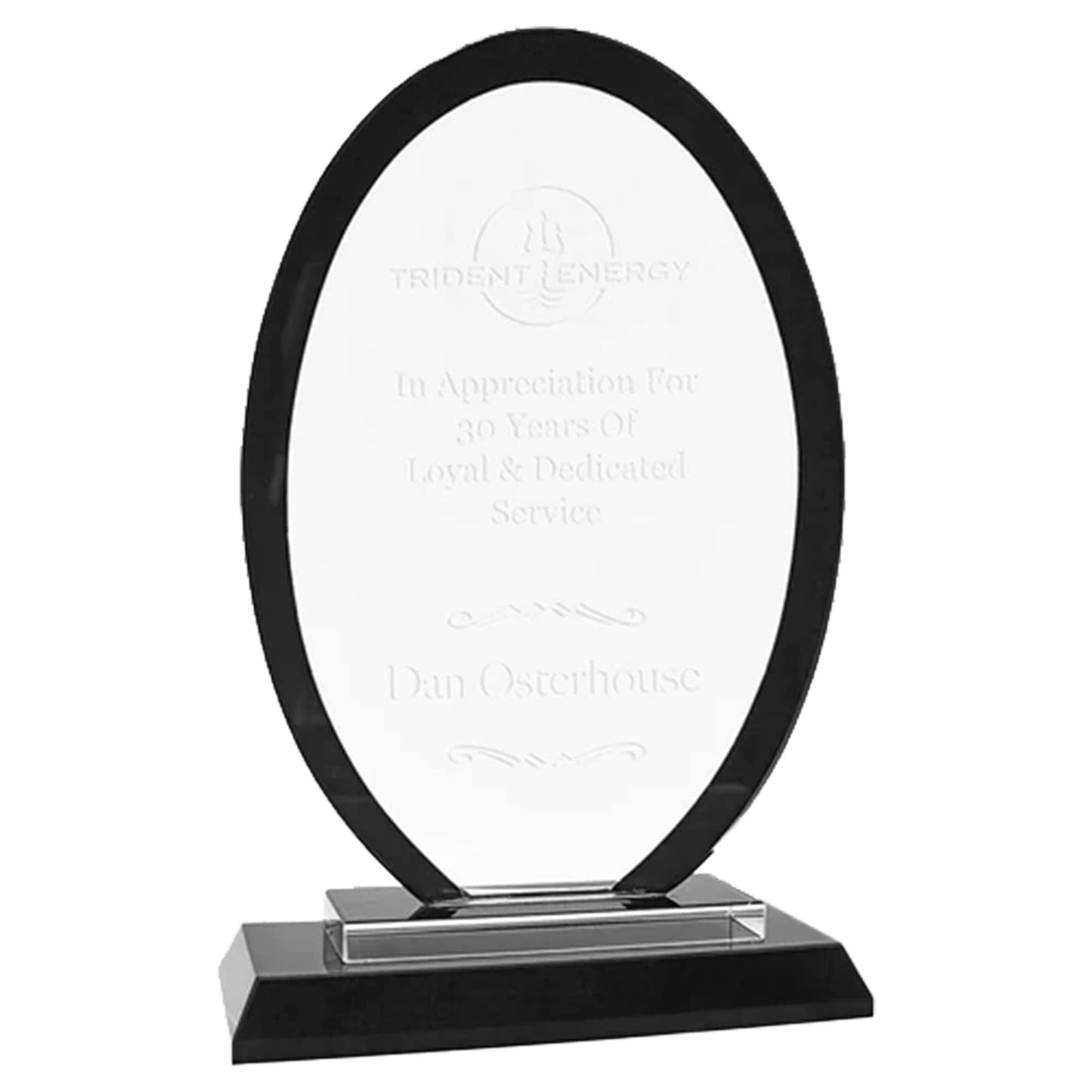 Oval Black Regal Glass Award 9" - Whoa, Jody Boy!