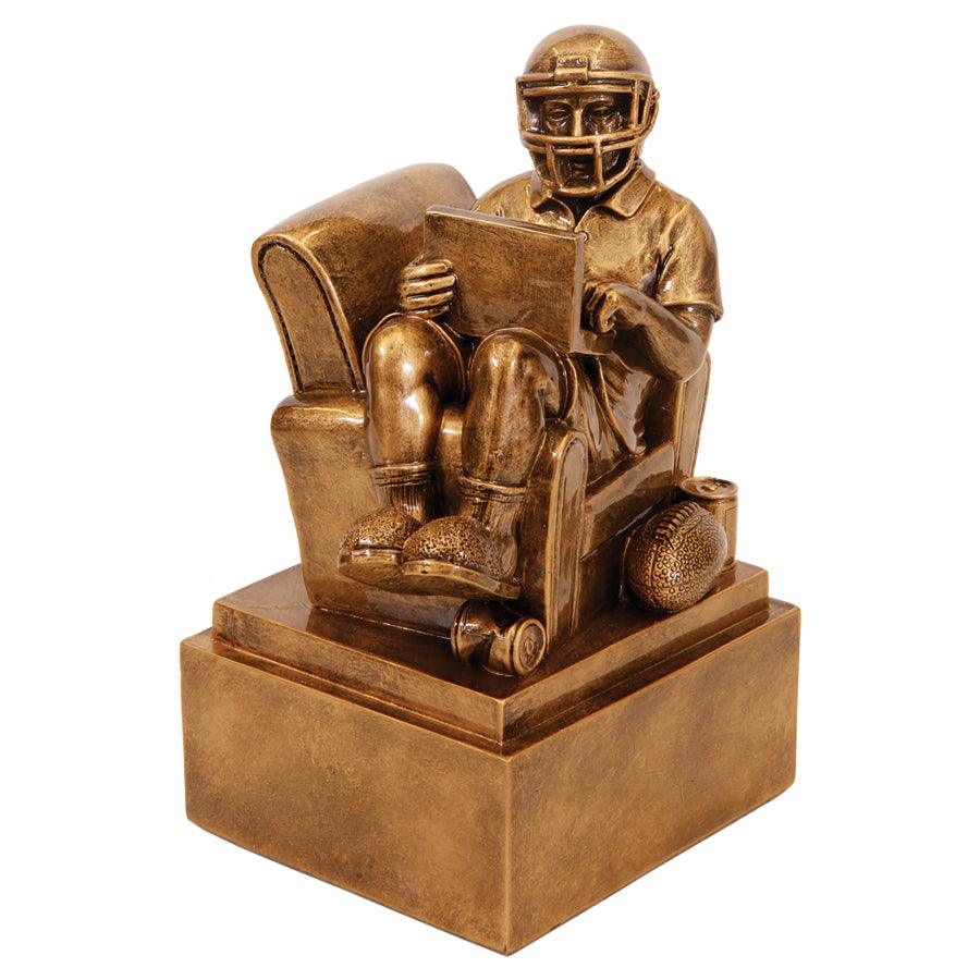 Fantasy Football! 9" Antique Gold Fantasy Football Man In Chair - Whoa, Jody Boy!