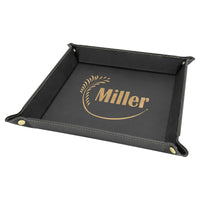 9" x 9" Laserable Leatherette Snap Up Tray with Snaps