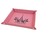 9" x 9" Laserable Leatherette Snap Up Tray with Snaps