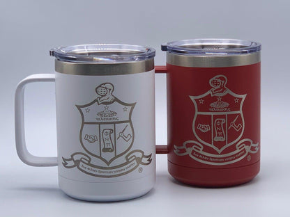 Kappa Alpha Psi ΚΑΨ 15 oz. Polar Camel Insulated Traveler Coffee Mug with Handle and Slider Lid (Personalized Engraving)