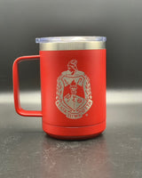 ΔΣΘ / Delta Sigma Theta Sorority, Inc.® 15 oz. Polar Camel Insulated Traveler Coffee Mug with Handle and Slider Lid (Custom Laser Etch)